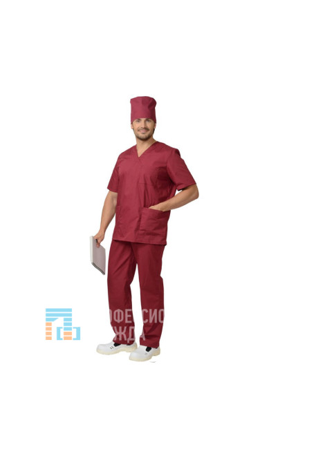 Костюм хирурга универсальный бордовый (СТ)